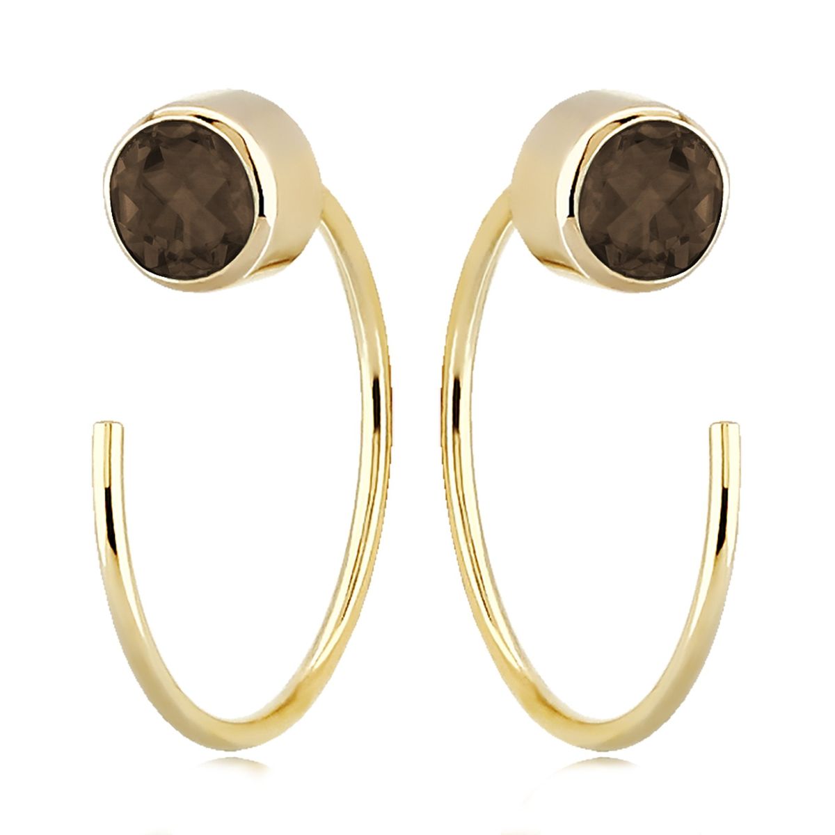Yellow Gold Smokey Topaz Earrings