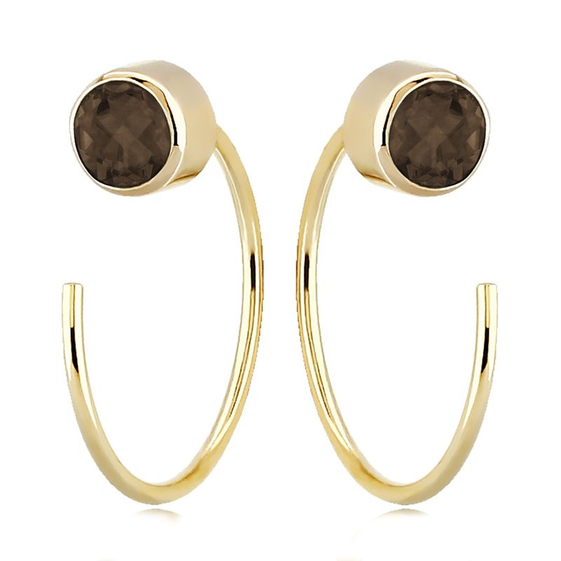 Yellow Gold Smokey Topaz Earrings