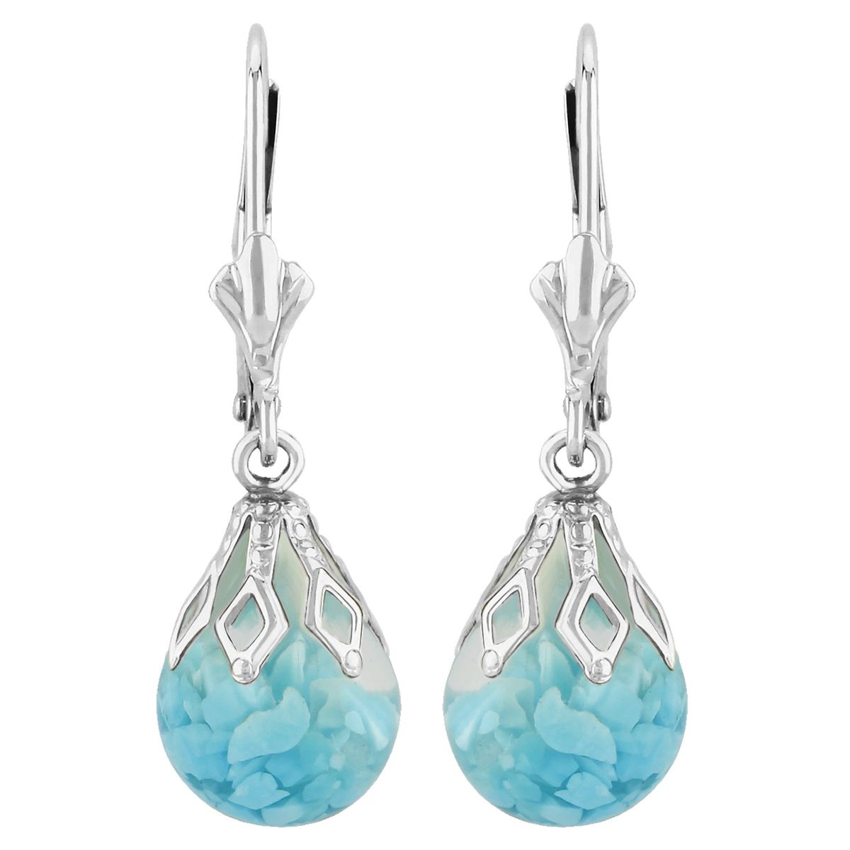 Sterling Silver Turquoise Teardrop Earrings