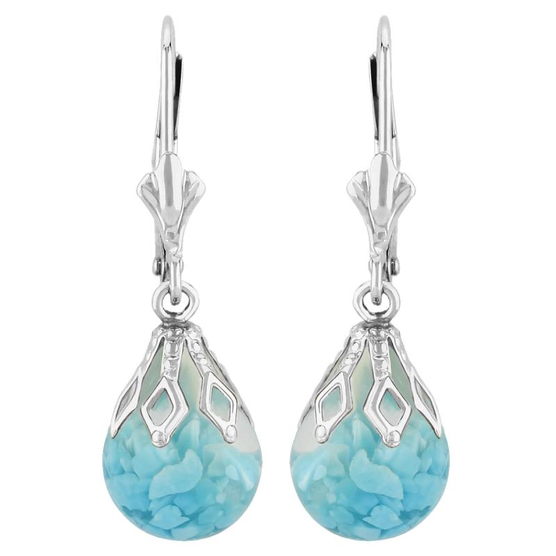Sterling Silver Turquoise Teardrop Earrings