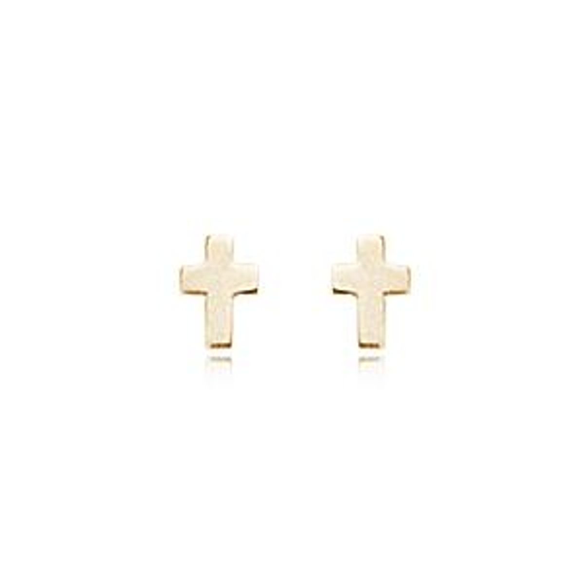 Yellow Gold Tiny Cross Earrings
