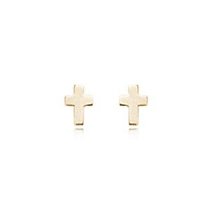 Yellow Gold Tiny Cross Earrings