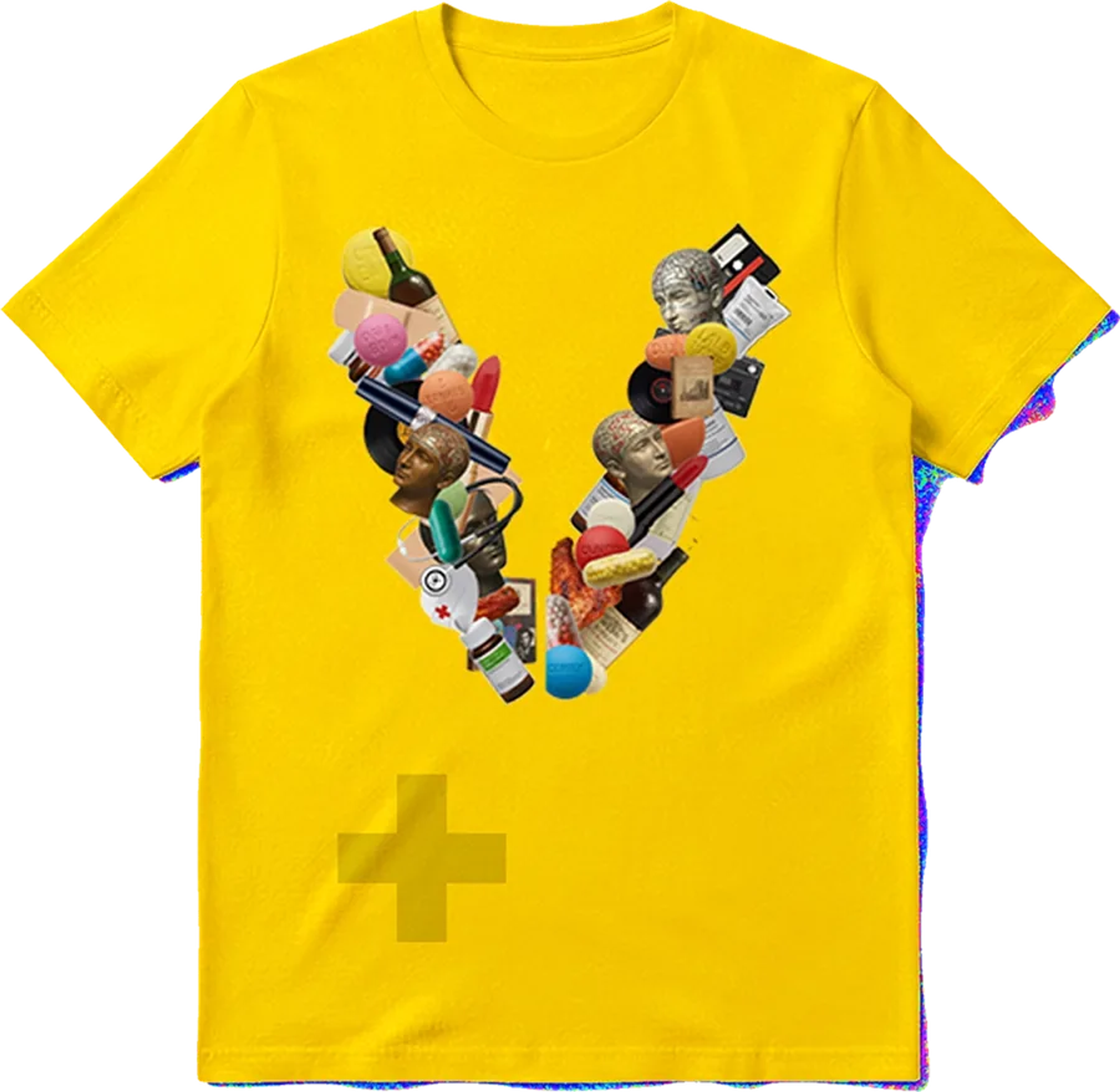 Collage V T-Shirt, Yellow · heavyweight cotton