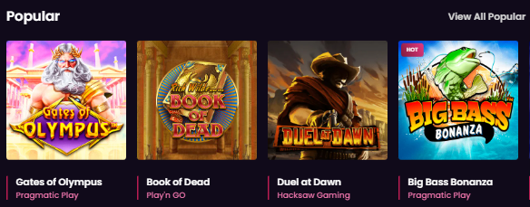 VegasNow casinon suositut pelit