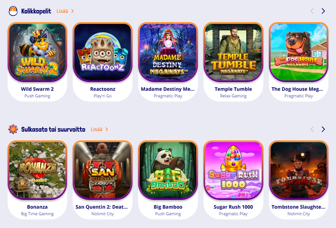 pelikaani kasinon pelivalikoimaa