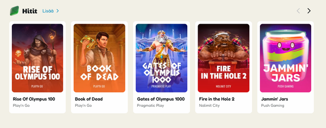 pelikioski kasinon pelivalikoimaa