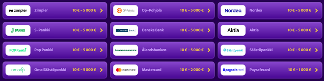 midarion kasinon eri maksutapoja