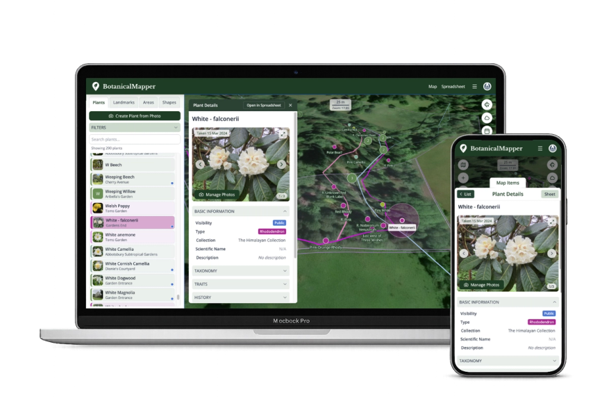 BotanicalMapper displayed on a Laptop and Phone