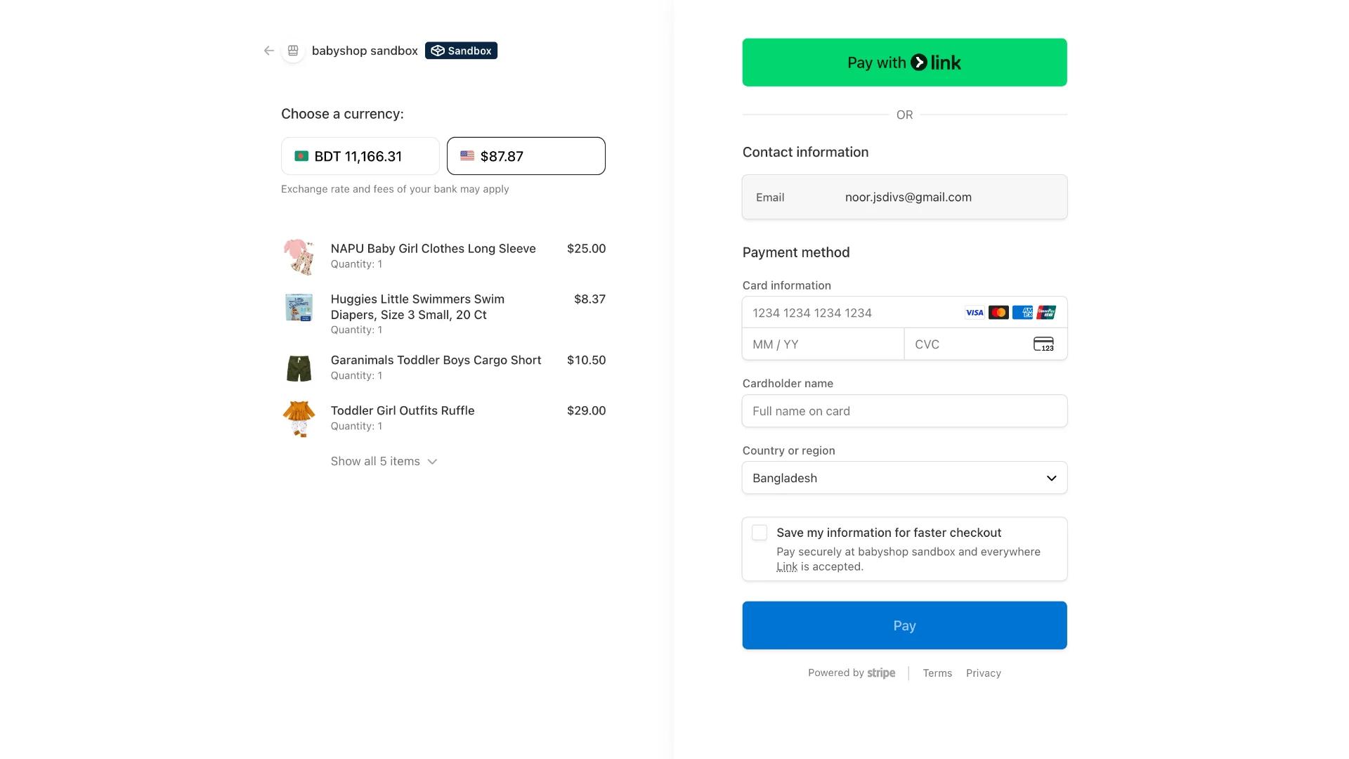 Stripe payment for online pay