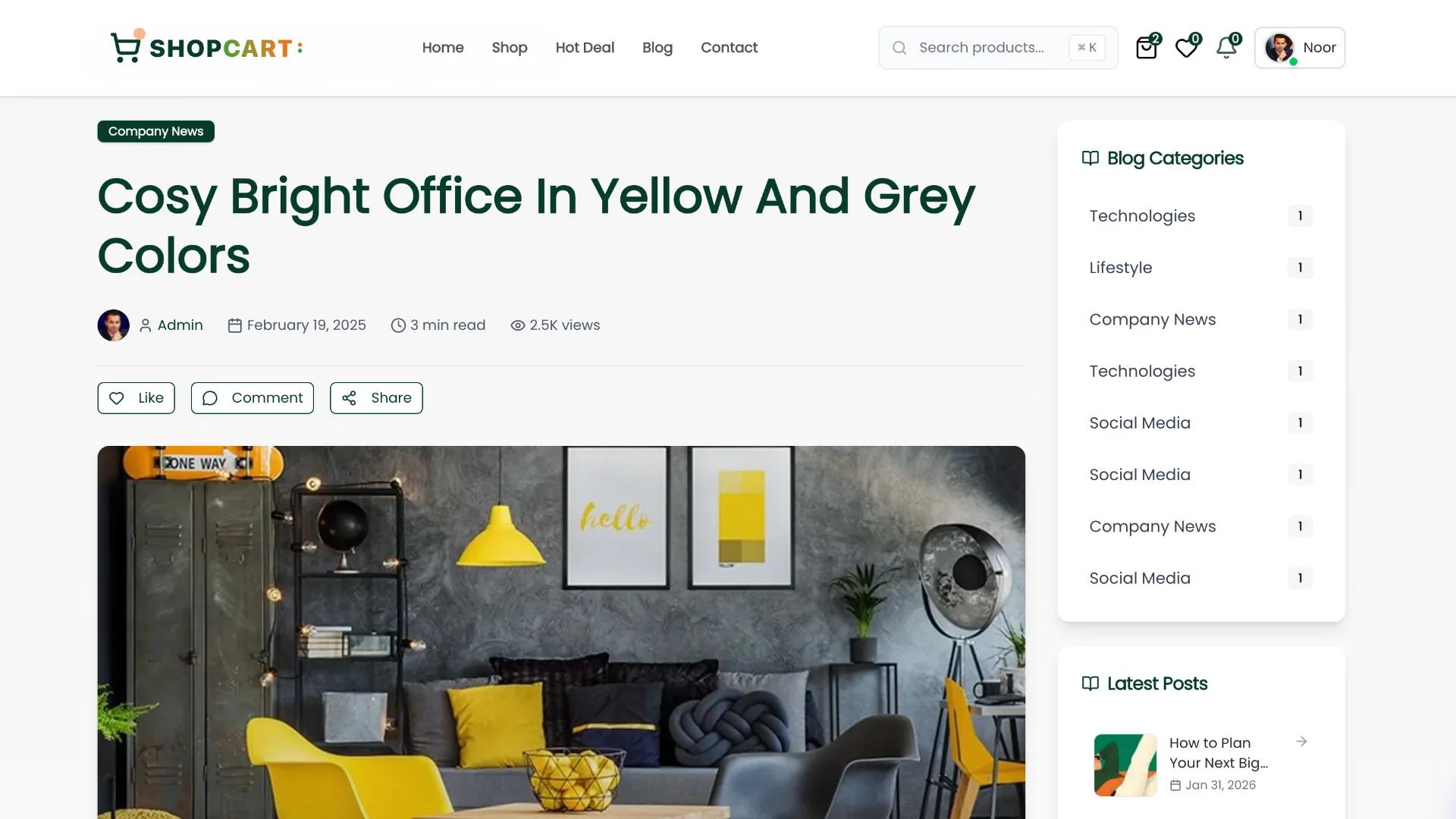 Single Blog page with Categories
