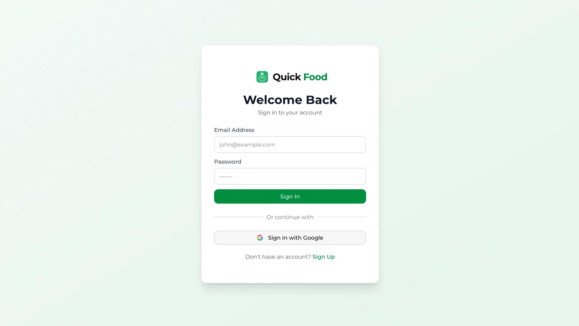 Sign in page with Credentials & Providers