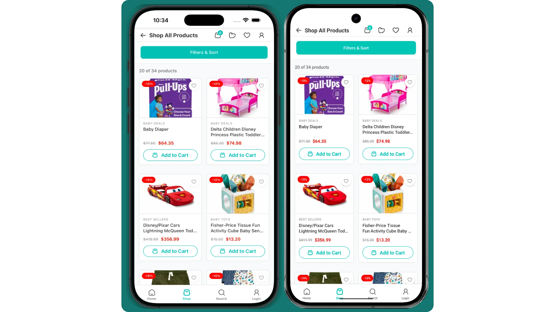 Product Screen with Filters & Sorting setup