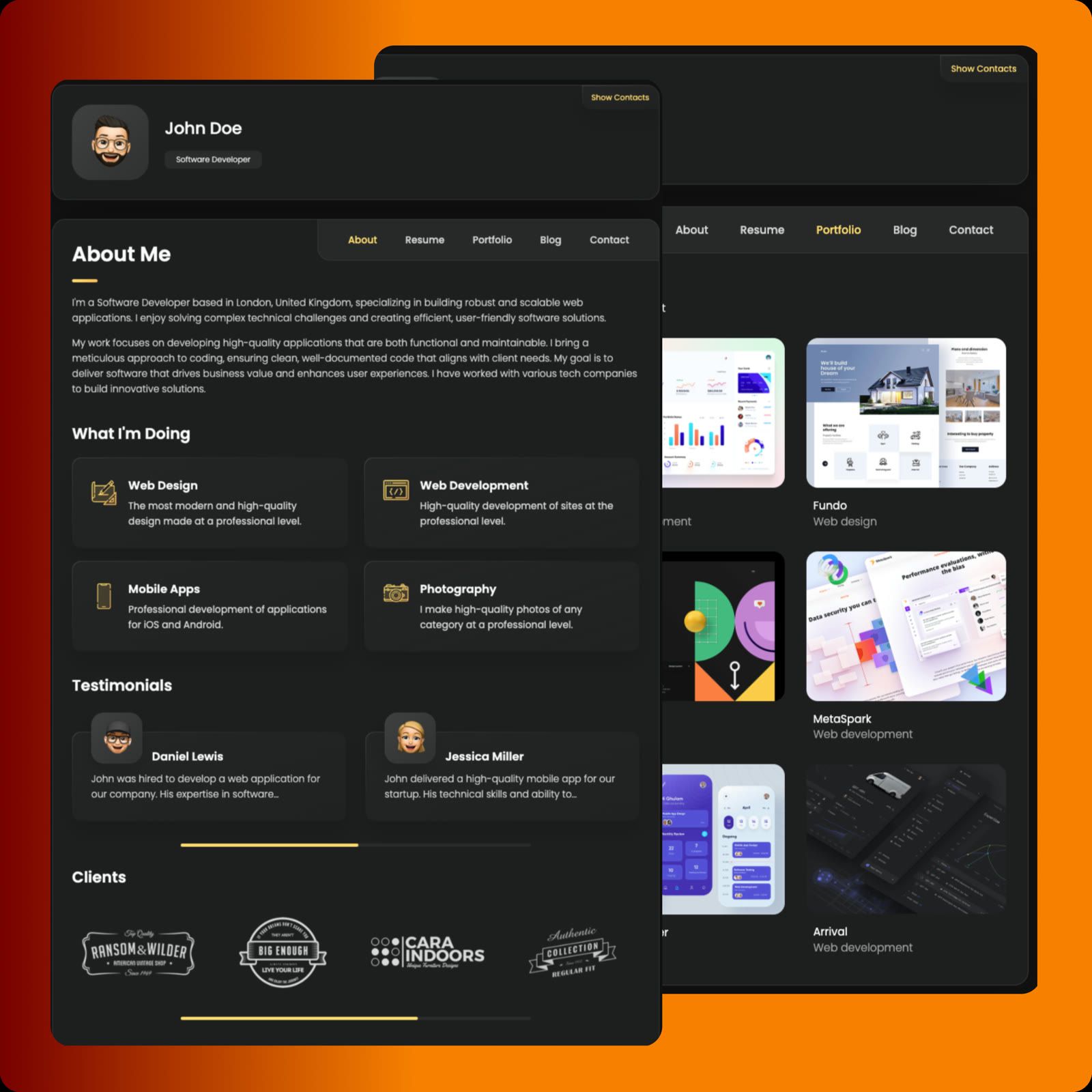 Professional Portfolio Template - "DevFolio Pro"