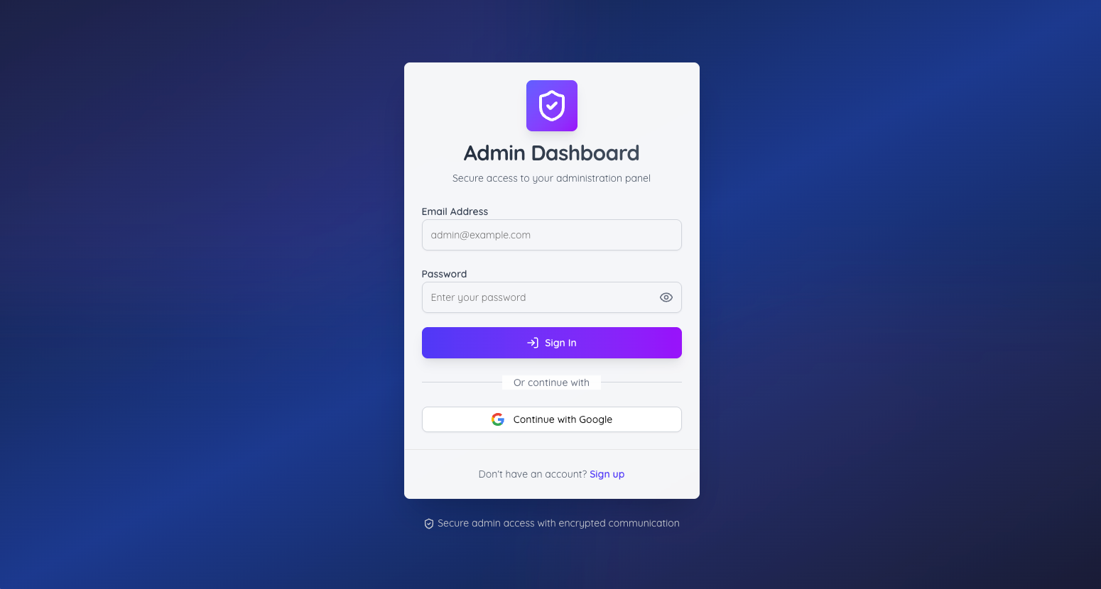 Admin Login page