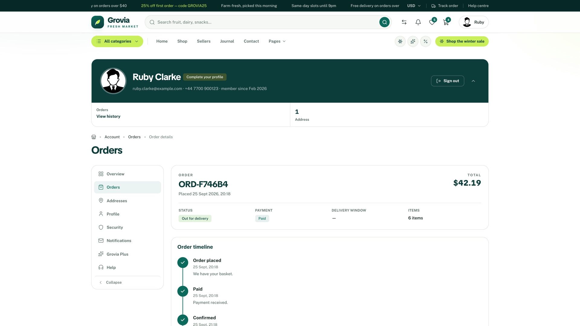 Live order tracking