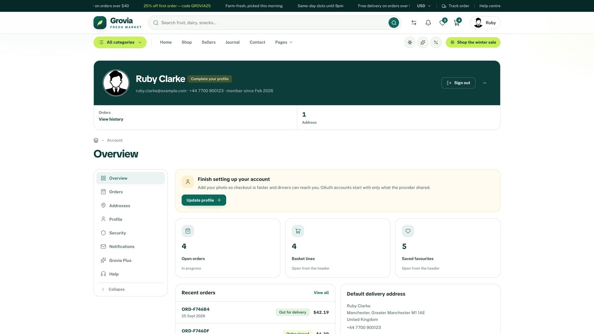 Customer account