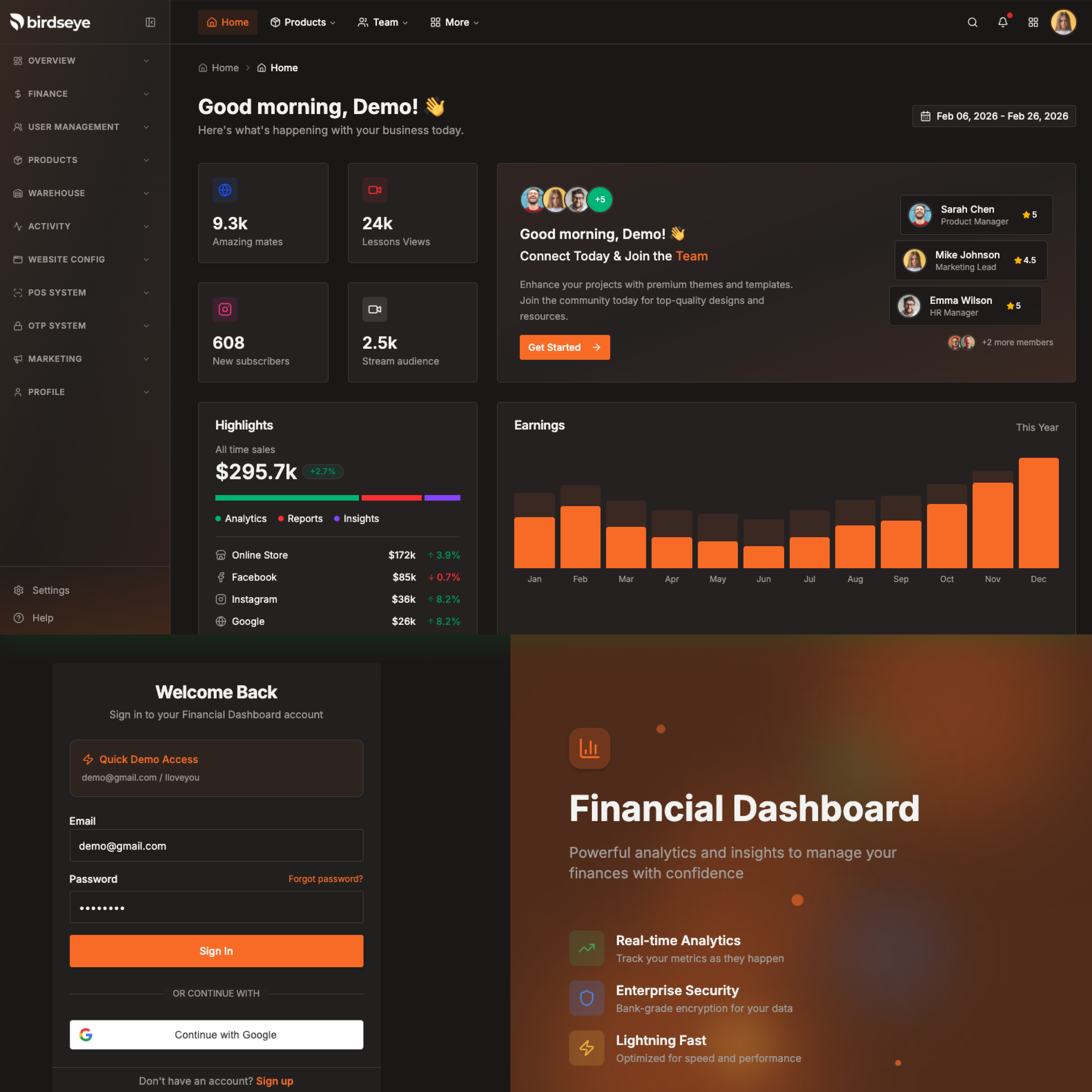 Bird's Eye: Next.js 16 SaaS & ERP Boilerplate (React 19 + Tailwind 4 + MongoDB)
