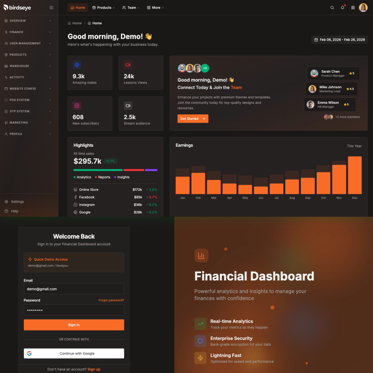 Bird's Eye: Next.js 16 SaaS & ERP Boilerplate (React 19 + Tailwind 4 + MongoDB)