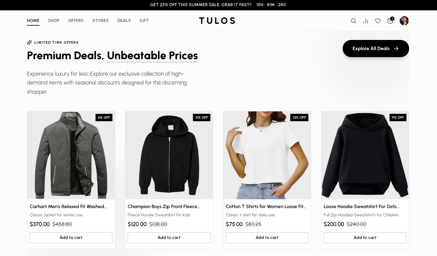 Home Page Deals Section