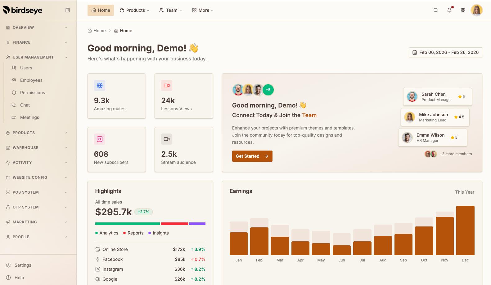 Home page (light mode)