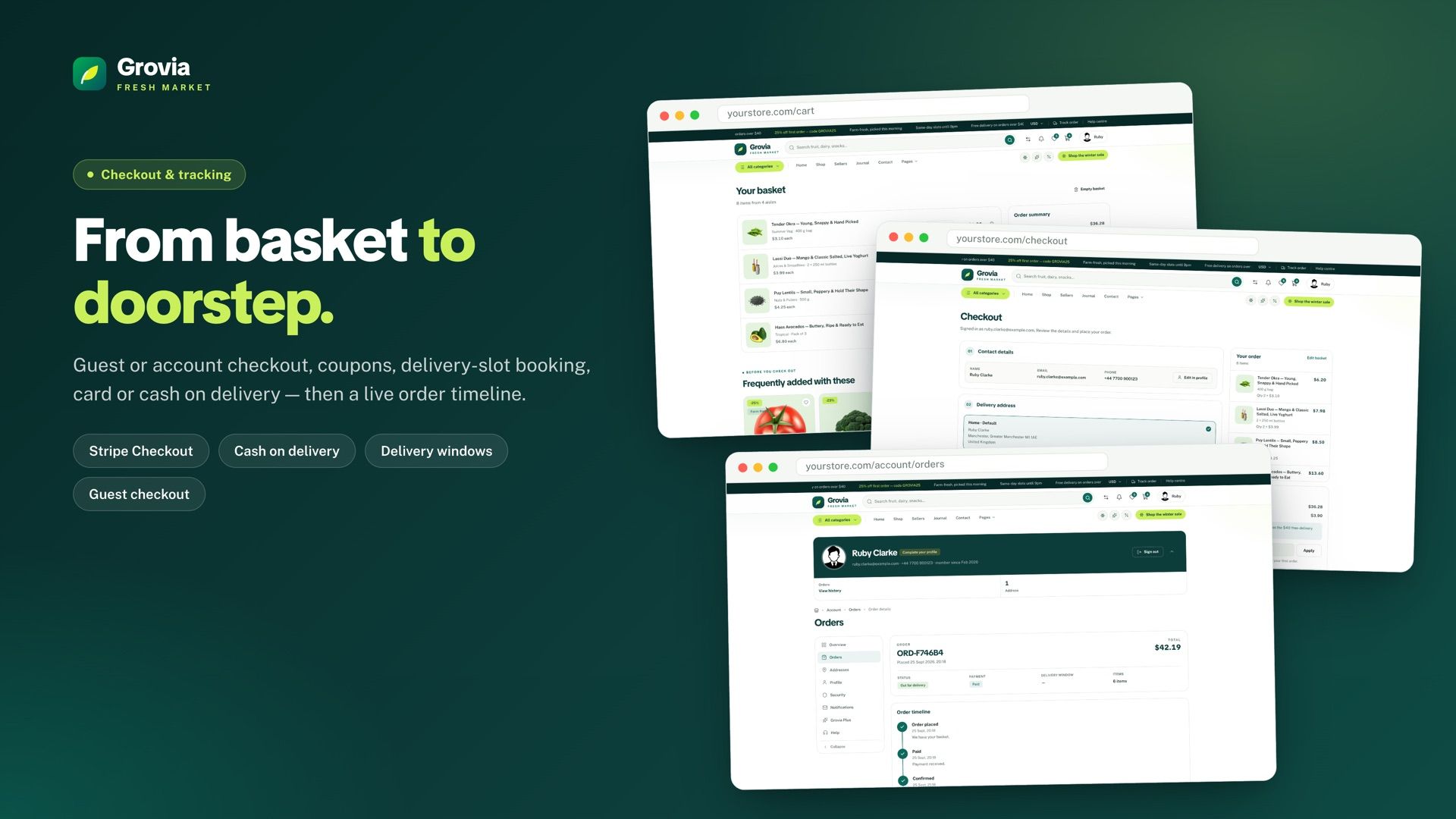 Cart, checkout & tracking