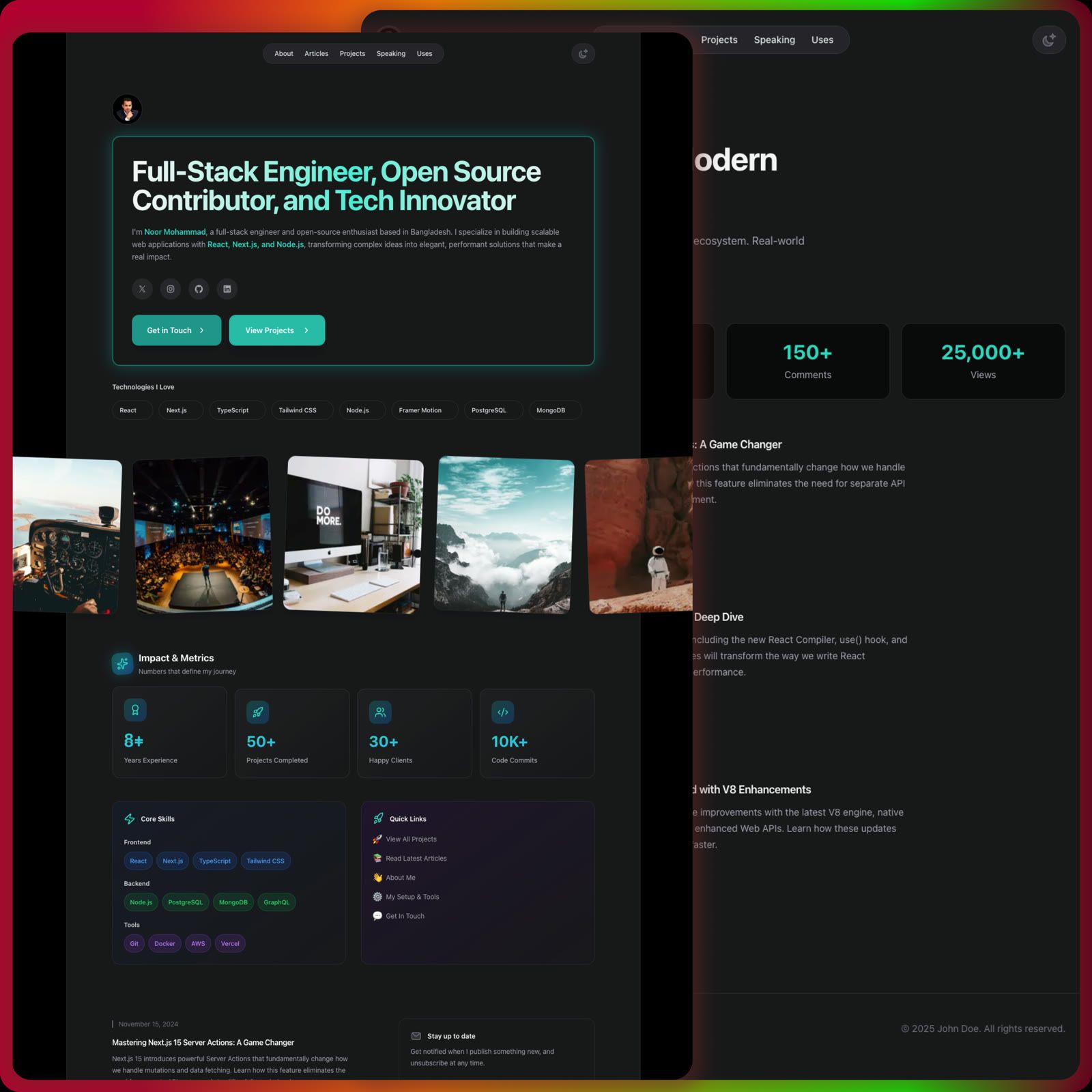 Modern Animated Portfolio Template - Next.js 16, TypeScript & Tailwind CSS v4
