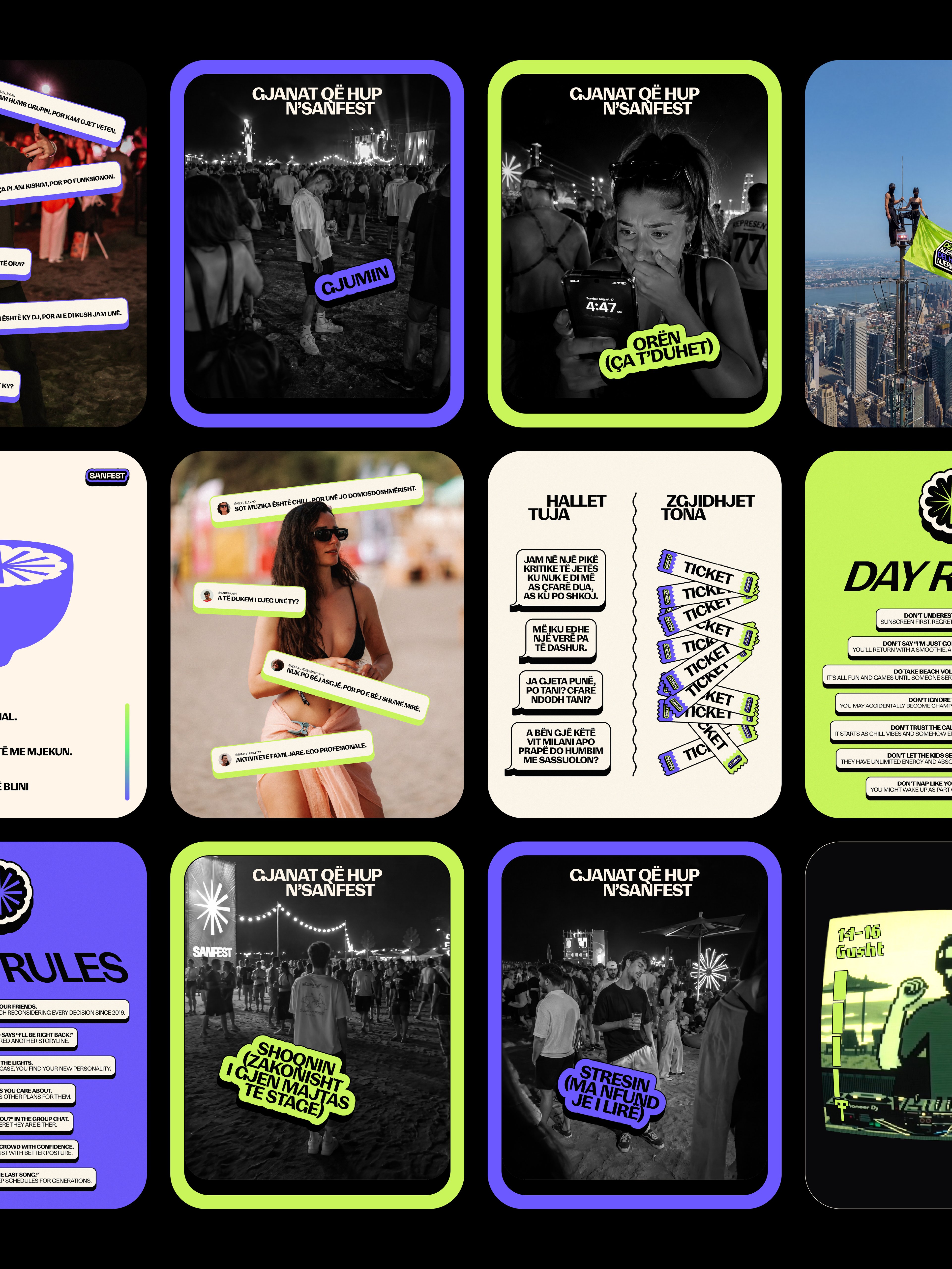 SANFEST social media content system on phone screens — Day n’ Nite | BoldCrest