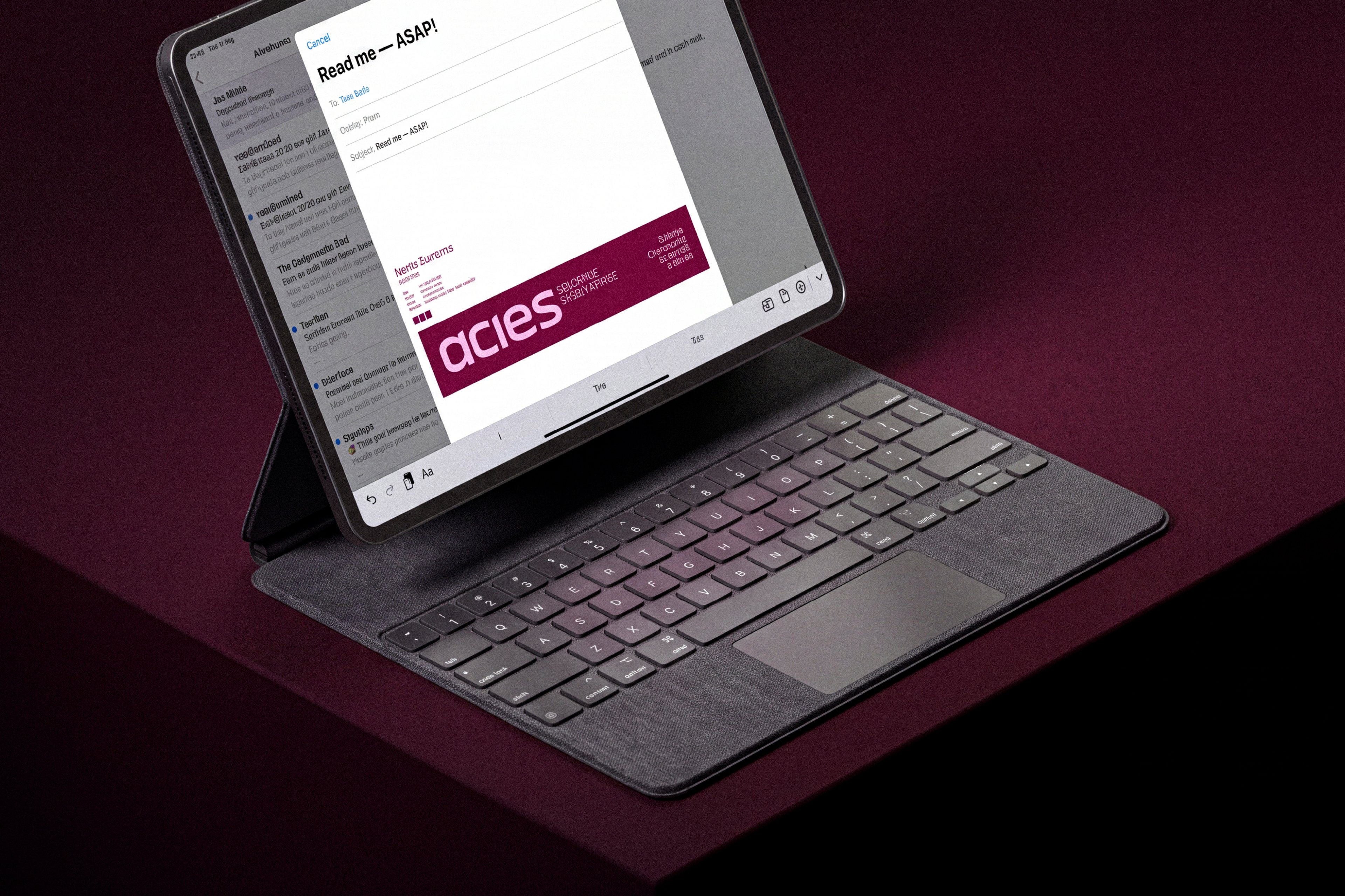 ACIES branded email template on tablet — Heritage in Beverage | BoldCrest