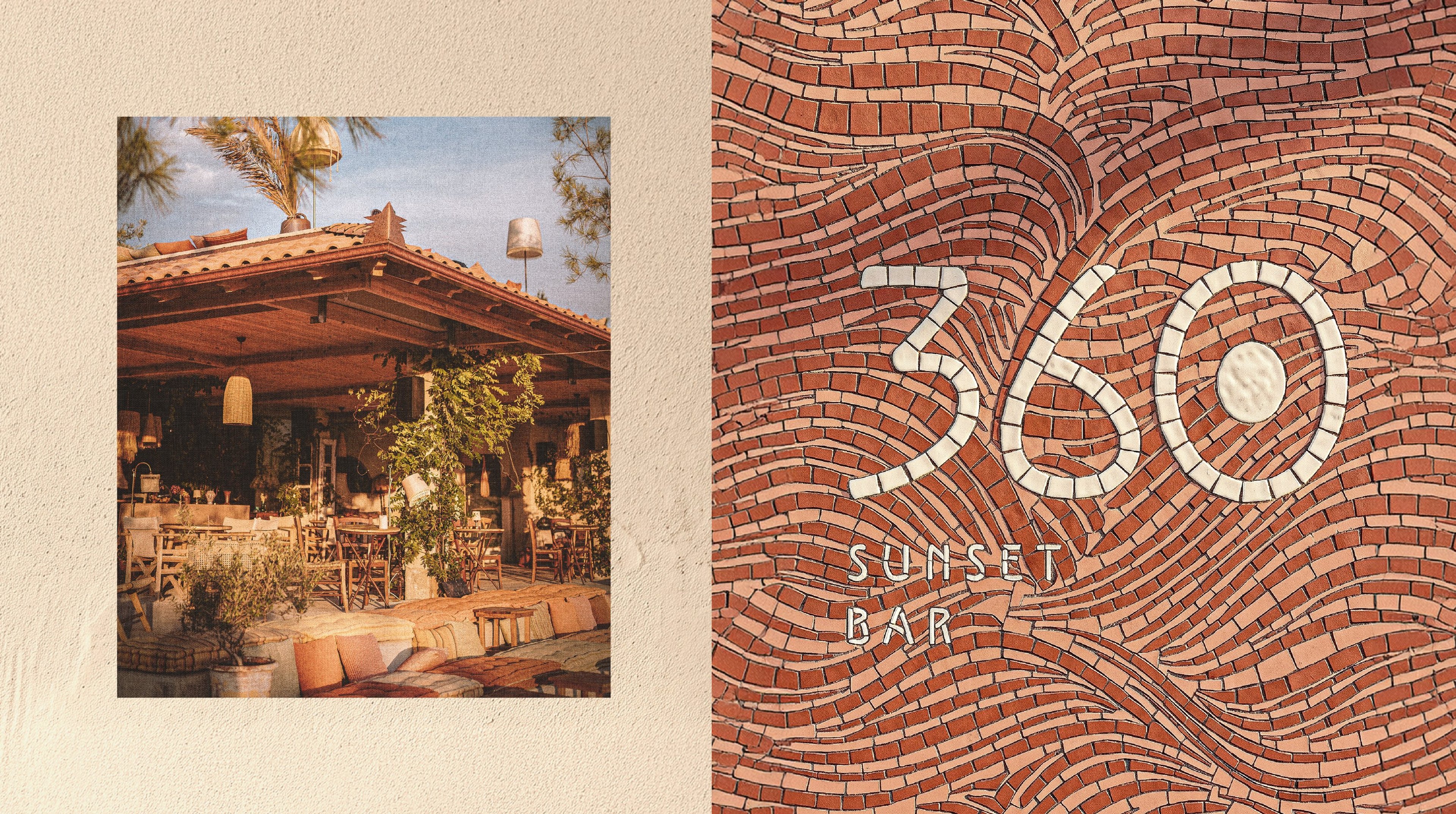 360° Sunset Bar logo on mosaic tile signage — Golden Hour, All Around | BoldCrest