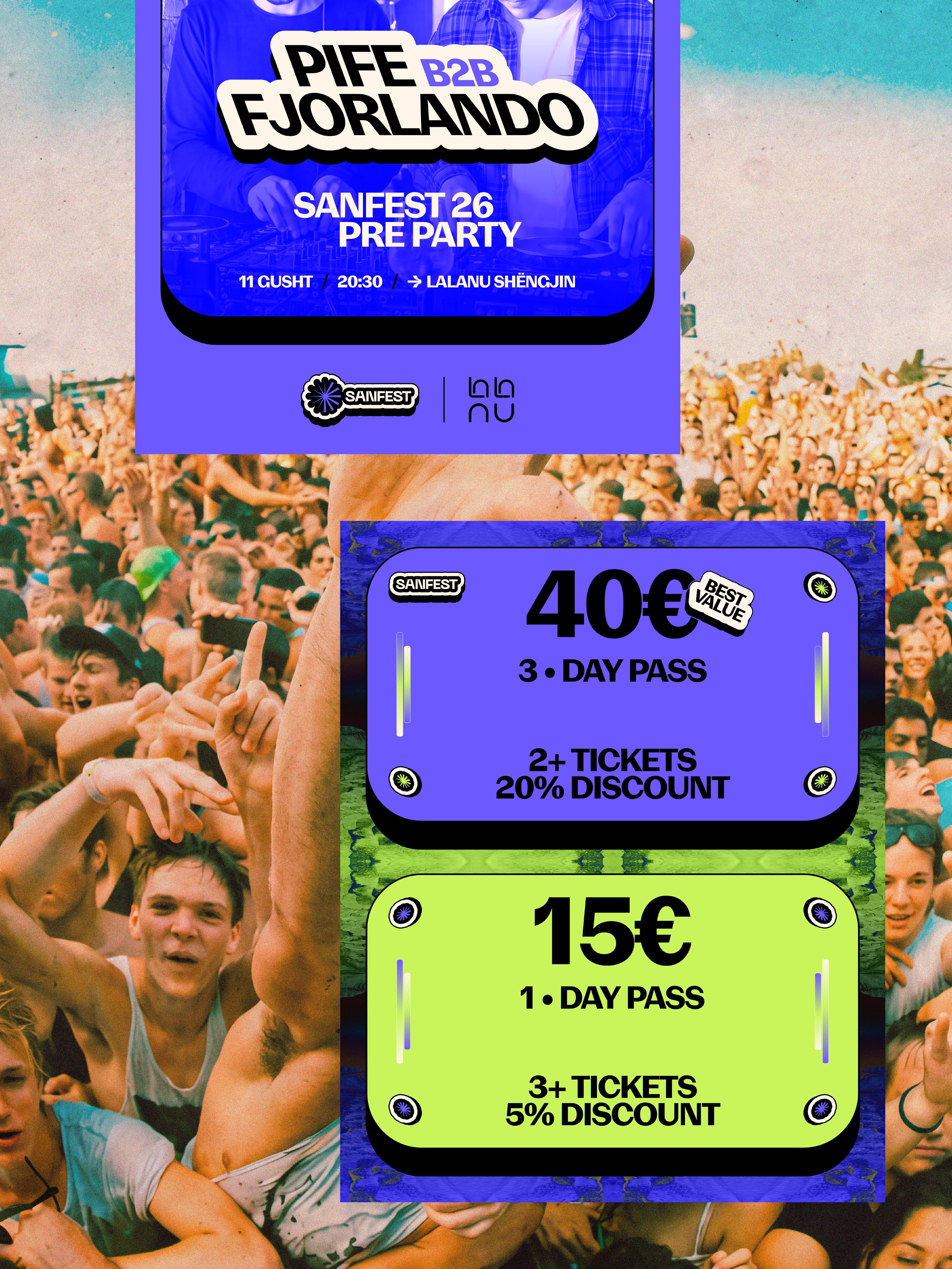 SANFEST pre-party poster and festival ticket pricing — Day n’ Nite | BoldCrest