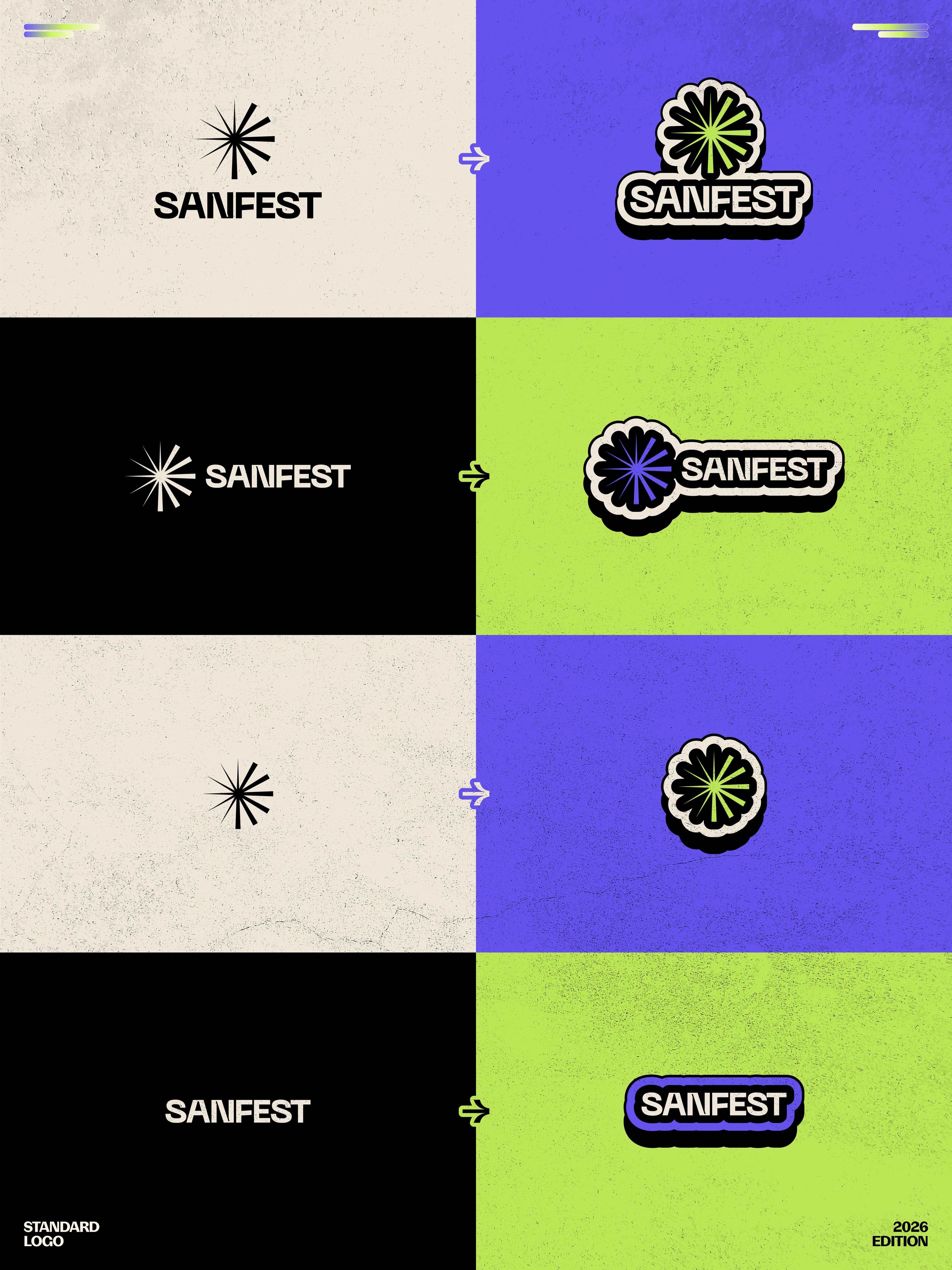 SANFEST® brand identity, two stacked panels — Day n’ Nite | BoldCrest