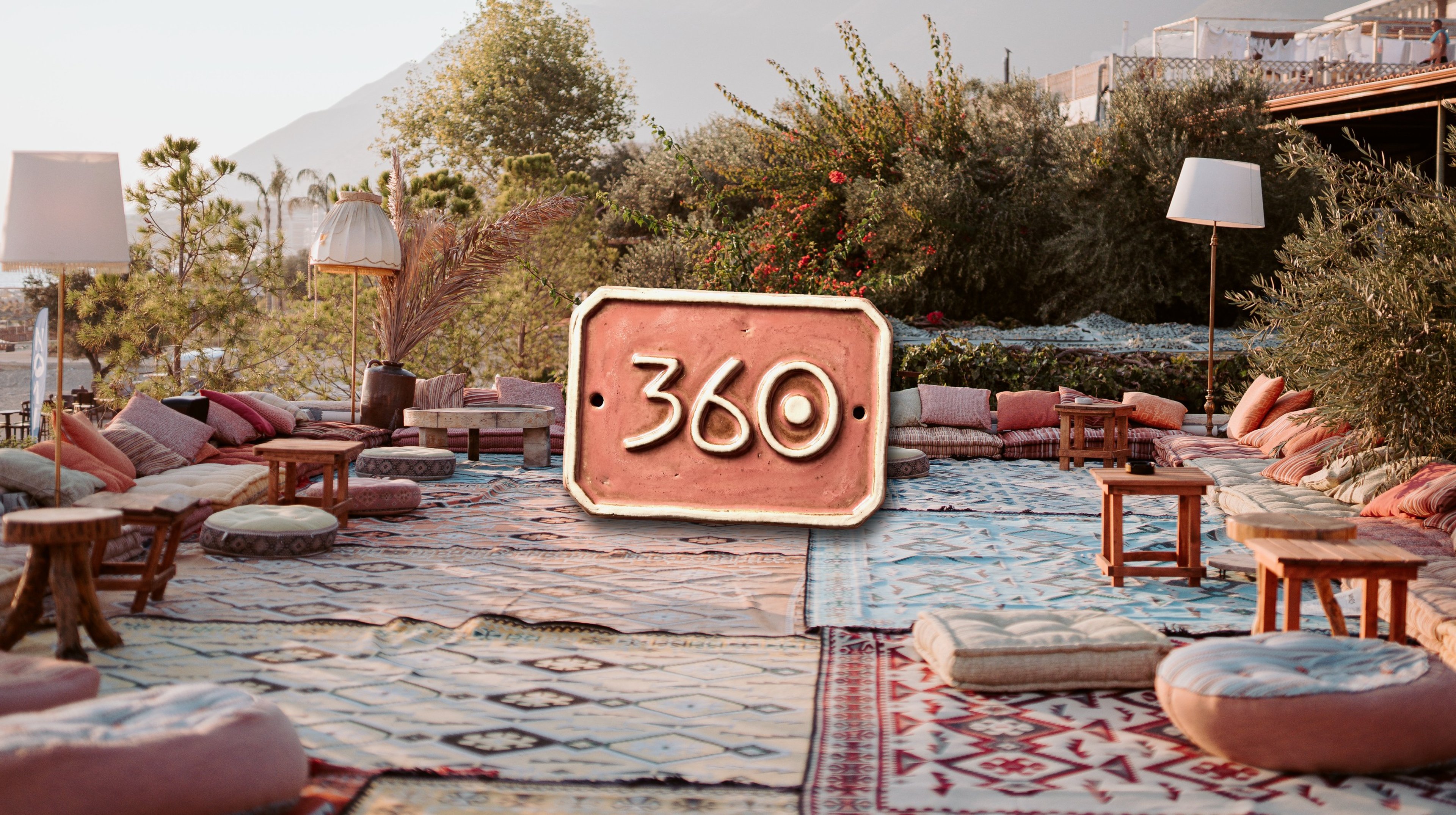 360° Sunset Bar circular sign design at beach lounge — Golden Hour, All Around | BoldCrest