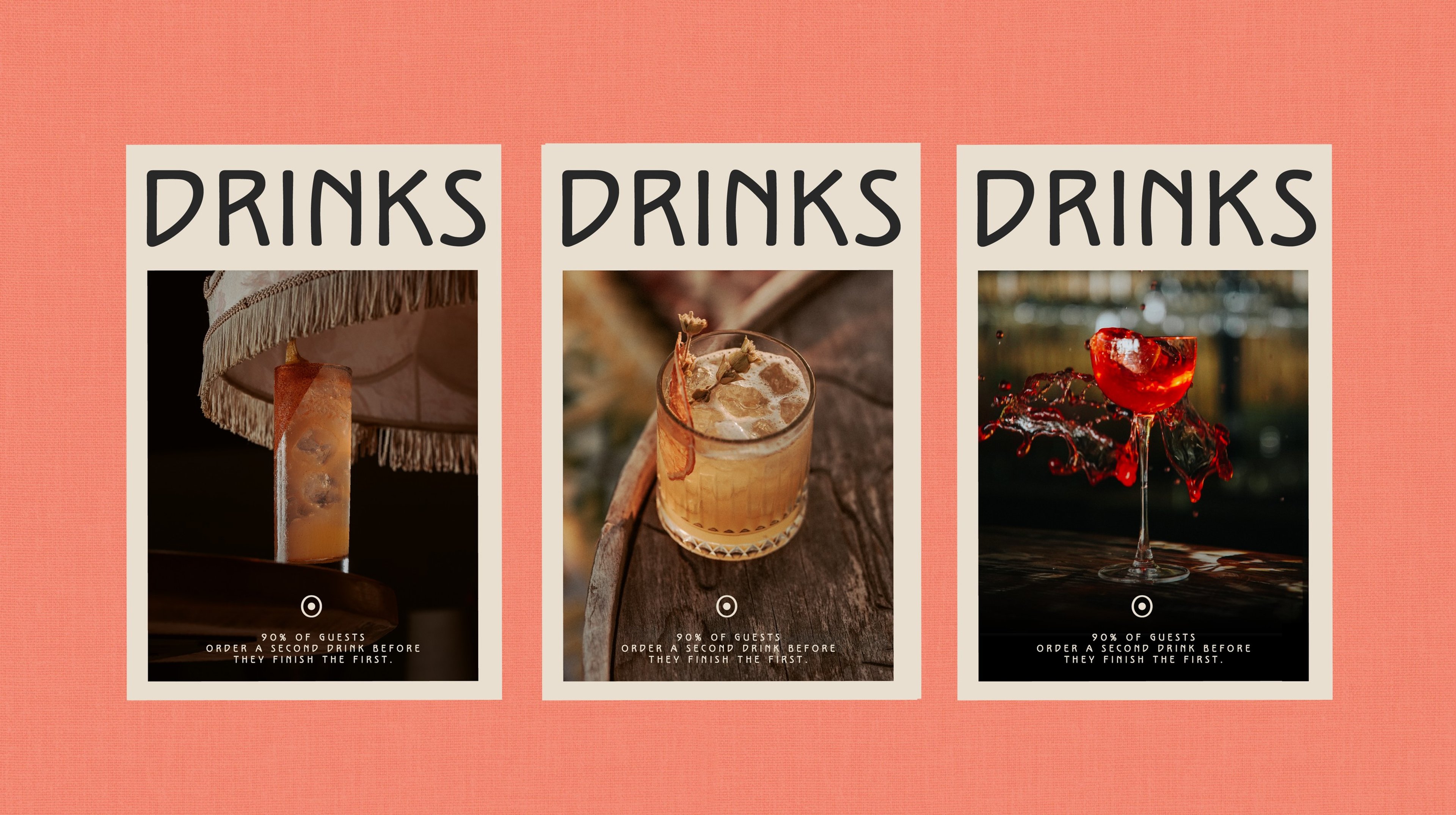 360° Sunset Bar drinks menu card design — Golden Hour, All Around | BoldCrest