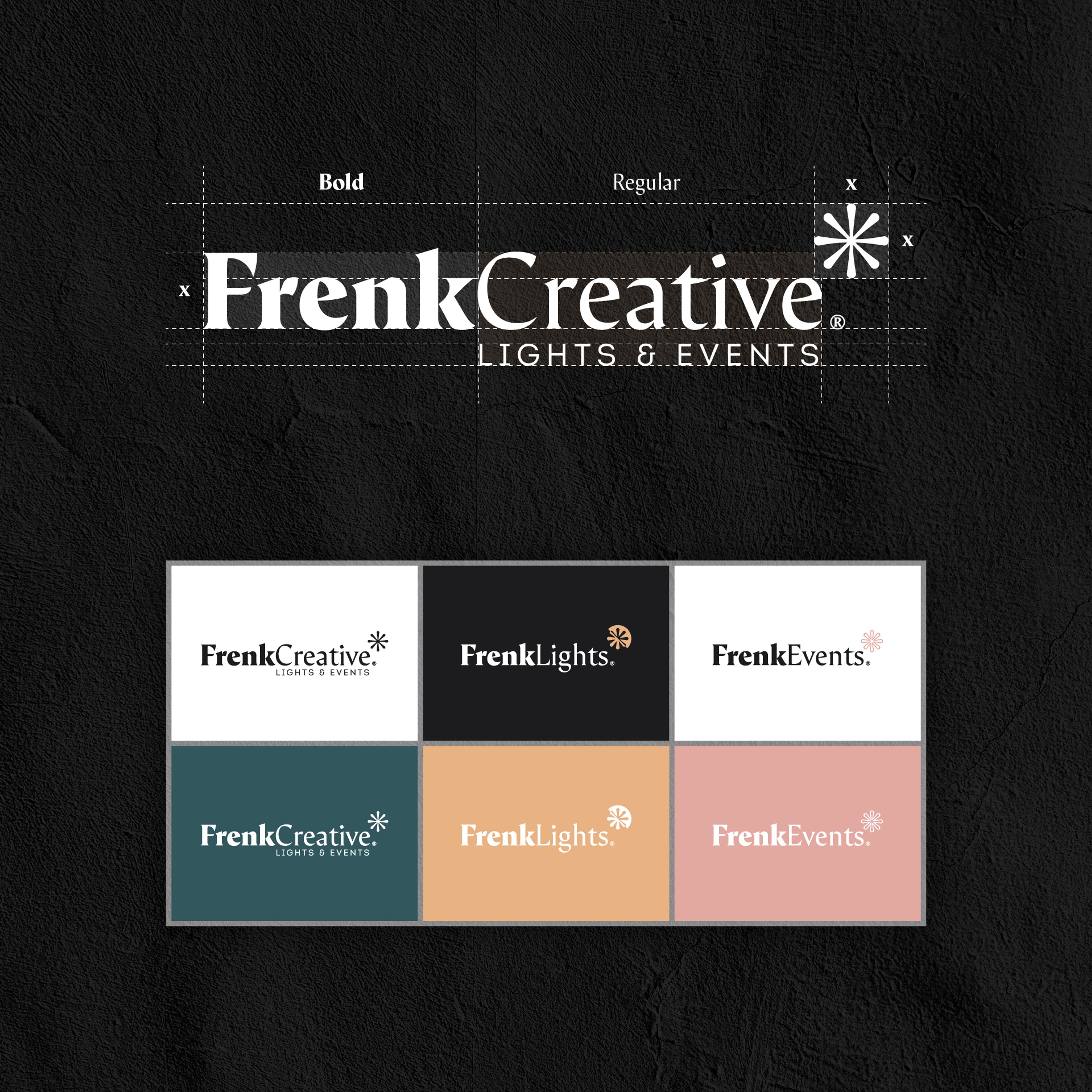 FrenkCreative brand identity — Lighting Up Events | BoldCrest