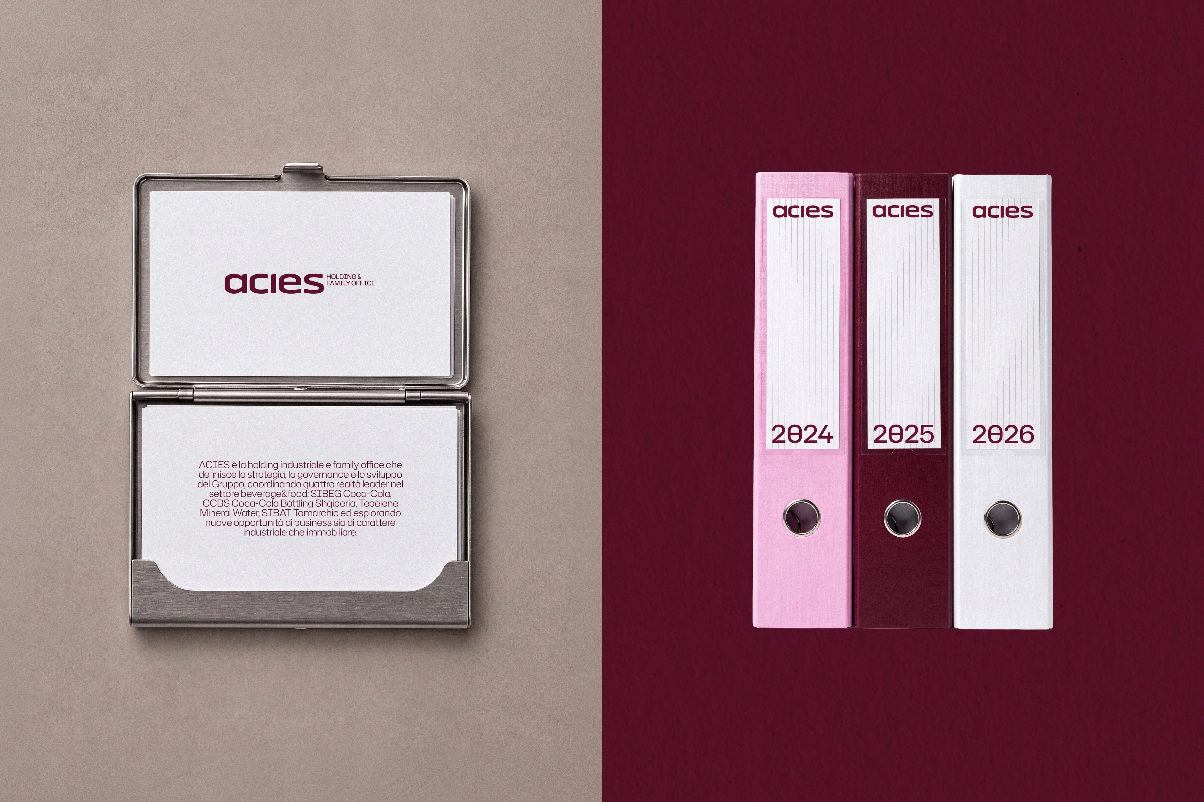 ACIES business card holder and annual report binders — Heritage in Beverage | BoldCrest