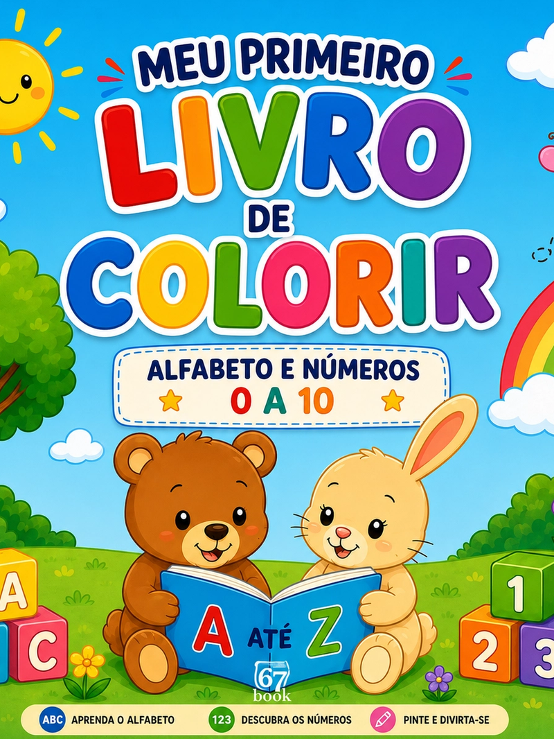 Capa do livro Meu Primeiro Livro de Colorir — Alfabeto e Números 0 a 10
