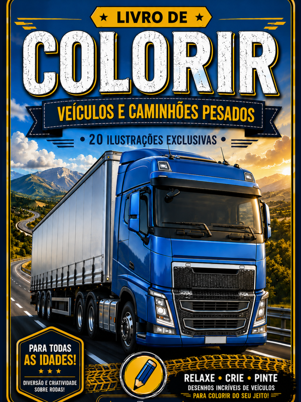 Capa do livro Livro de Colorir: Veículos e Caminhões Pesados