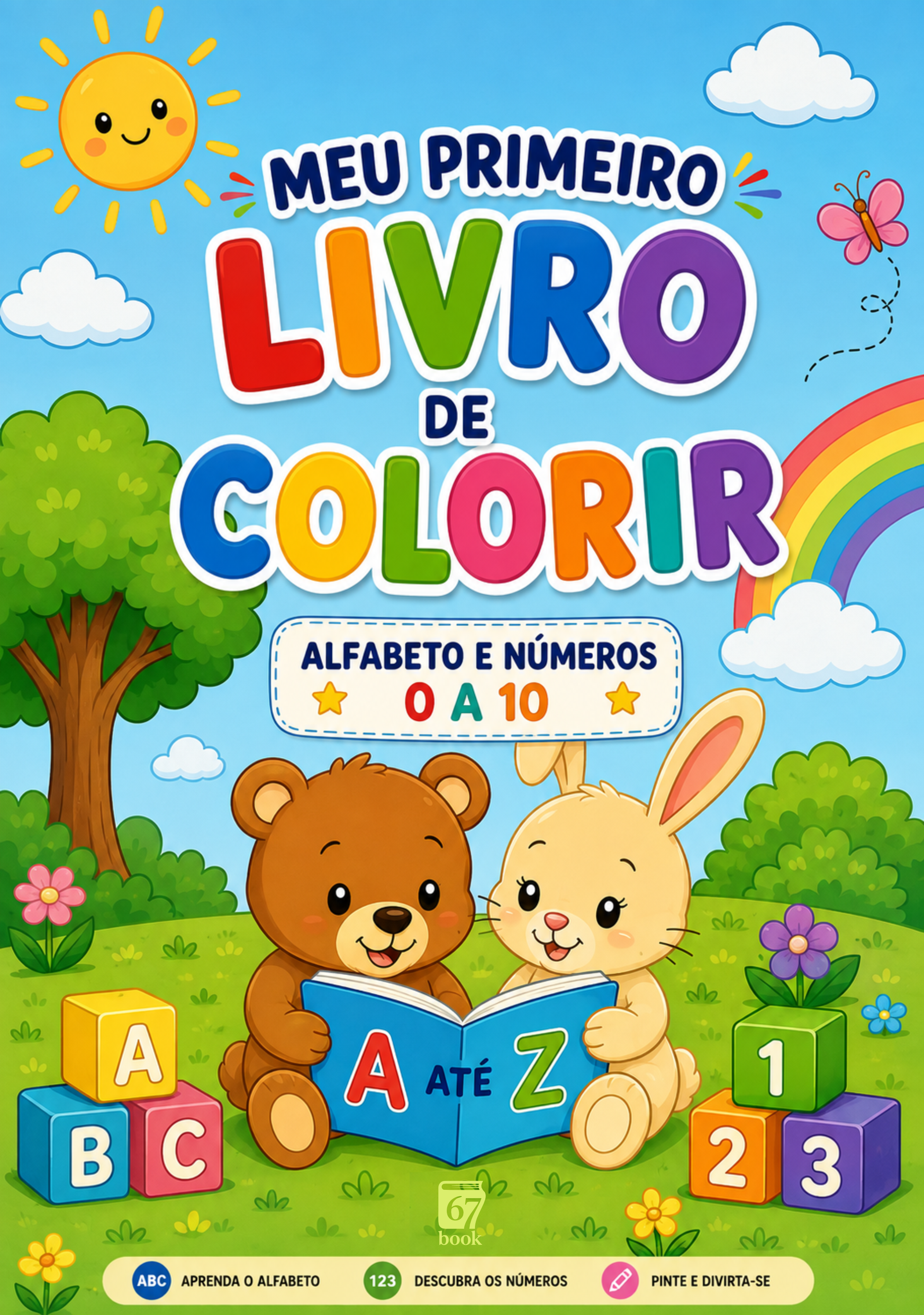 Capa do livro Meu Primeiro Livro de Colorir — Alfabeto e Números 0 a 10