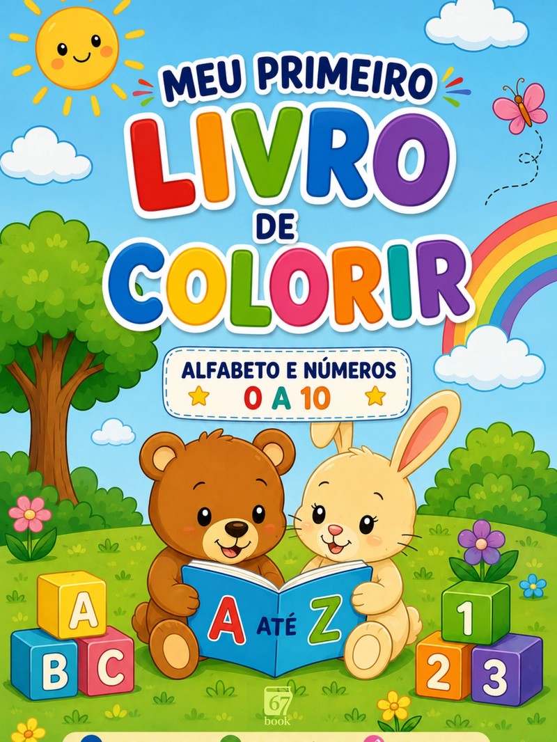 Capa do livro Meu Primeiro Livro de Colorir — Alfabeto e Números 0 a 10