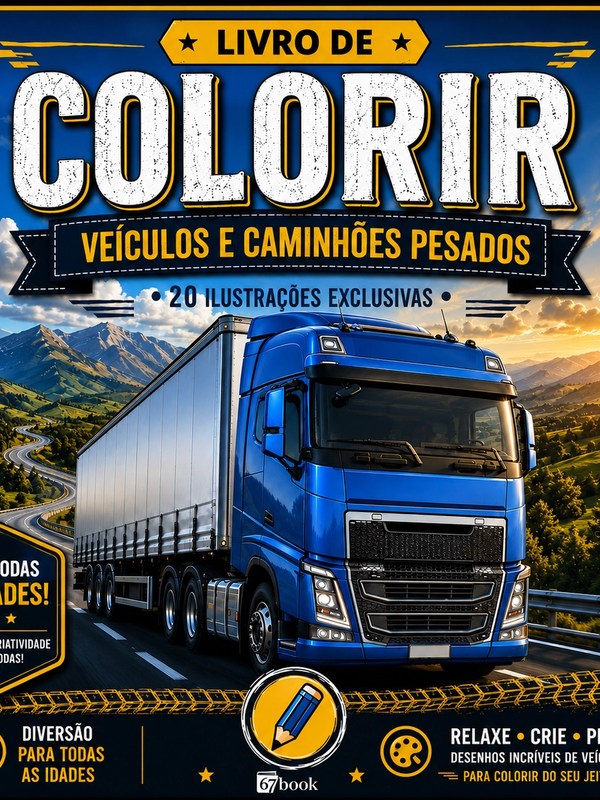 Capa do livro Livro de Colorir: Veículos e Caminhões Pesados