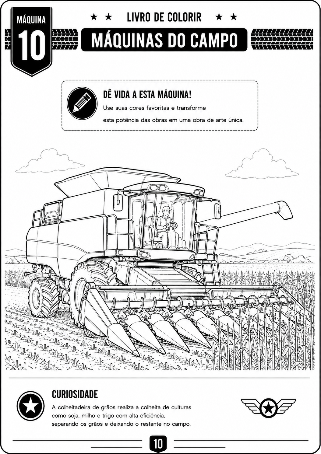 Amostra 3 do livro Livro de Colorir: Máquinas do Campo
