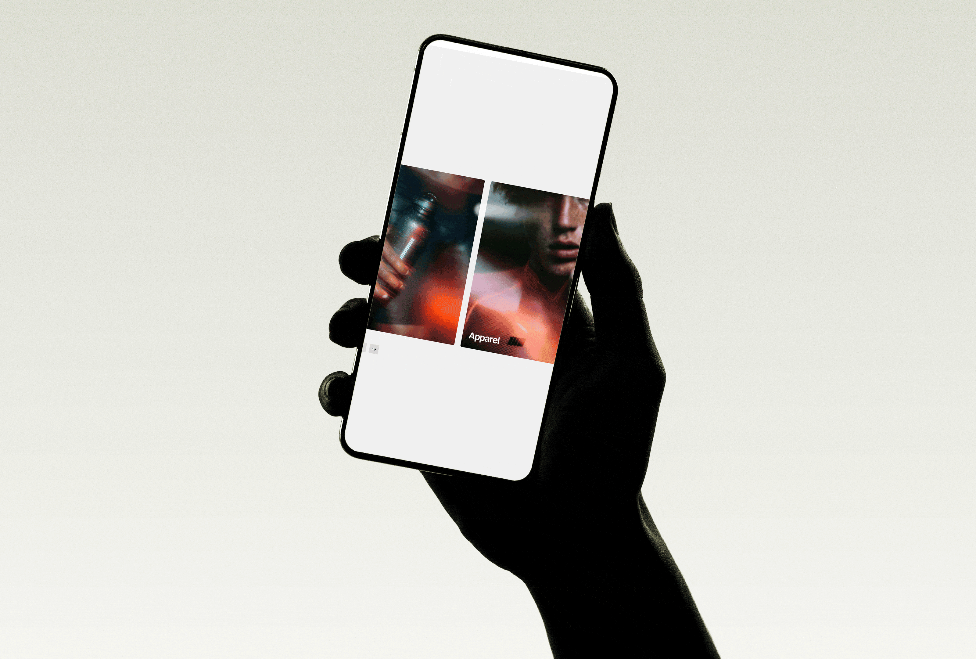 Silhouetted hand holding a smartphone displaying a minimal interface of Annnimate