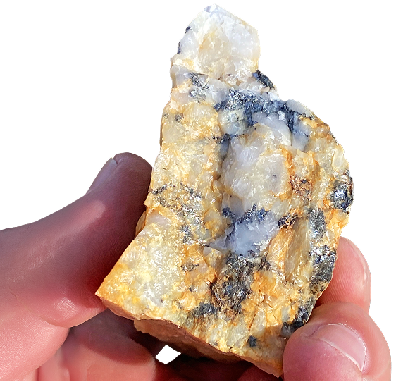 Hand holding ore specimen