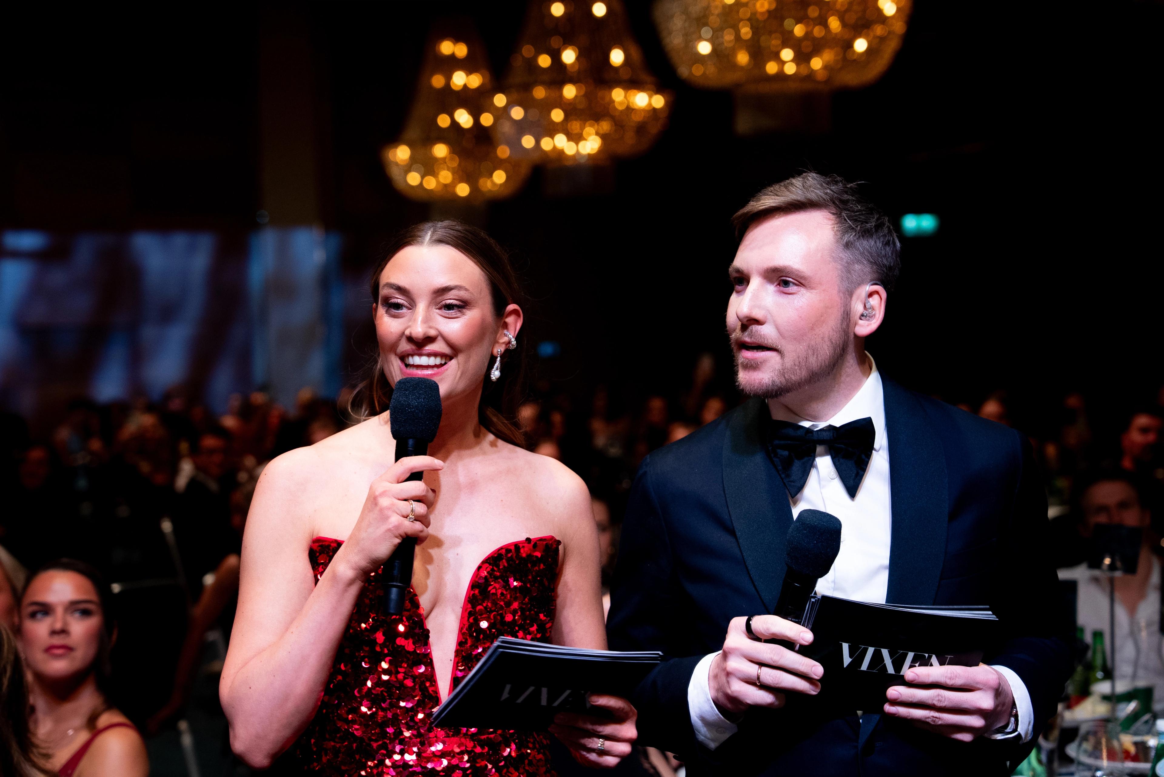 Marte Bratberg og Niklas Silseth Baarli under VIXEN Awards 2025. Foto: David Pedersen