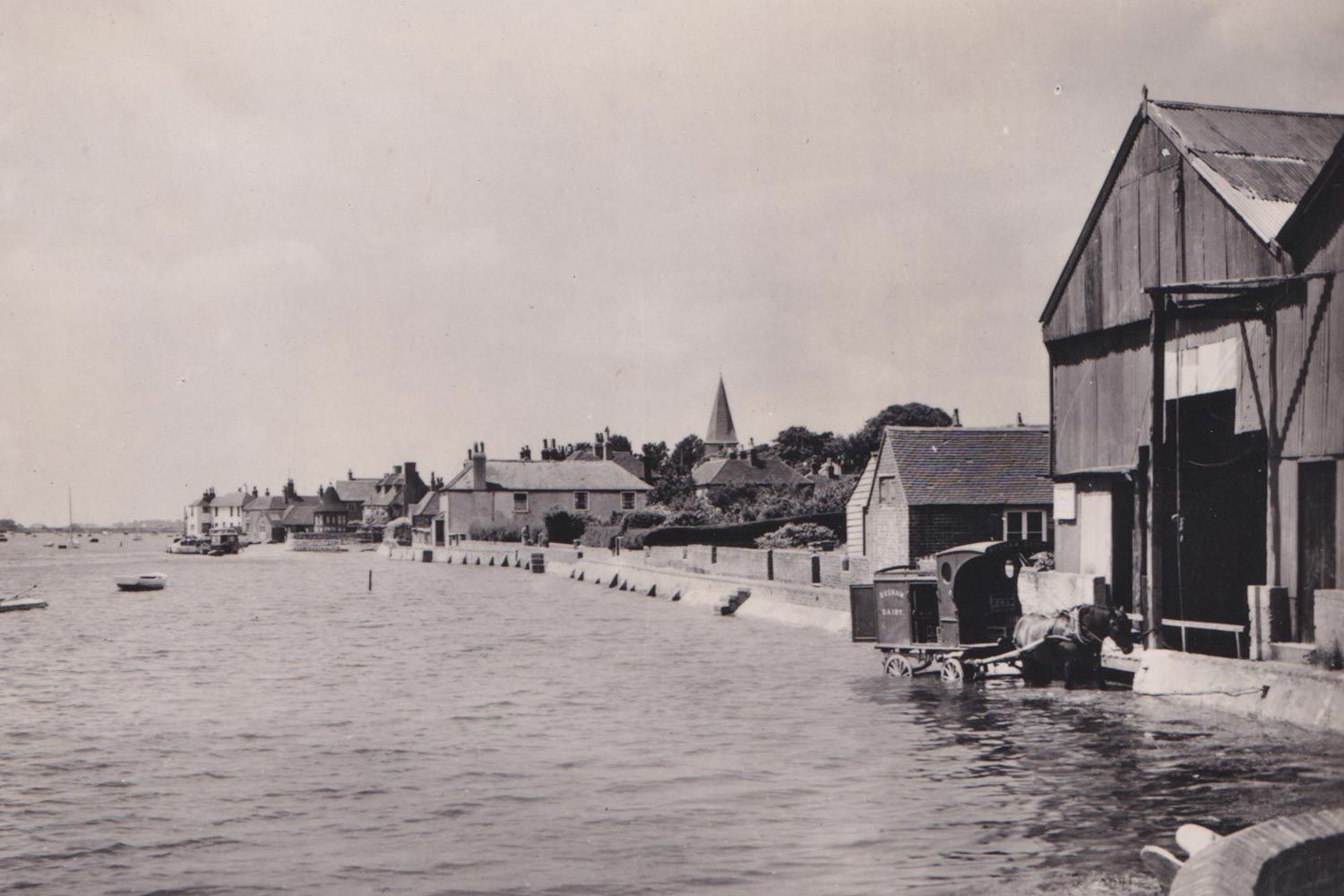 The first Heaver milk float drawn by horse in Bosham