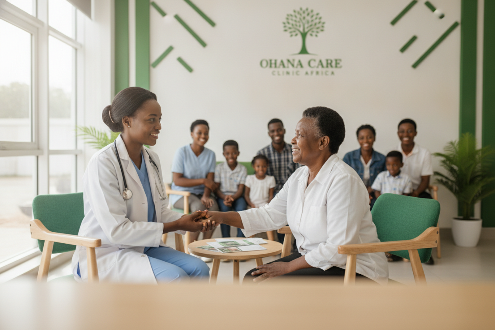An Ohana Hospital community nurse caring for a family at home in Kenya
