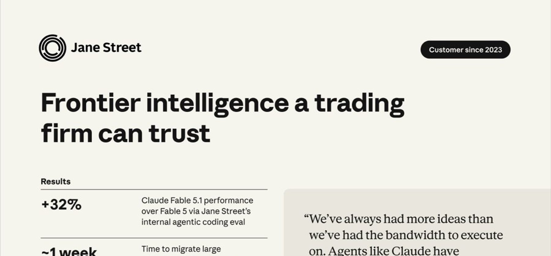 Jane Street customer case study page from the S-1