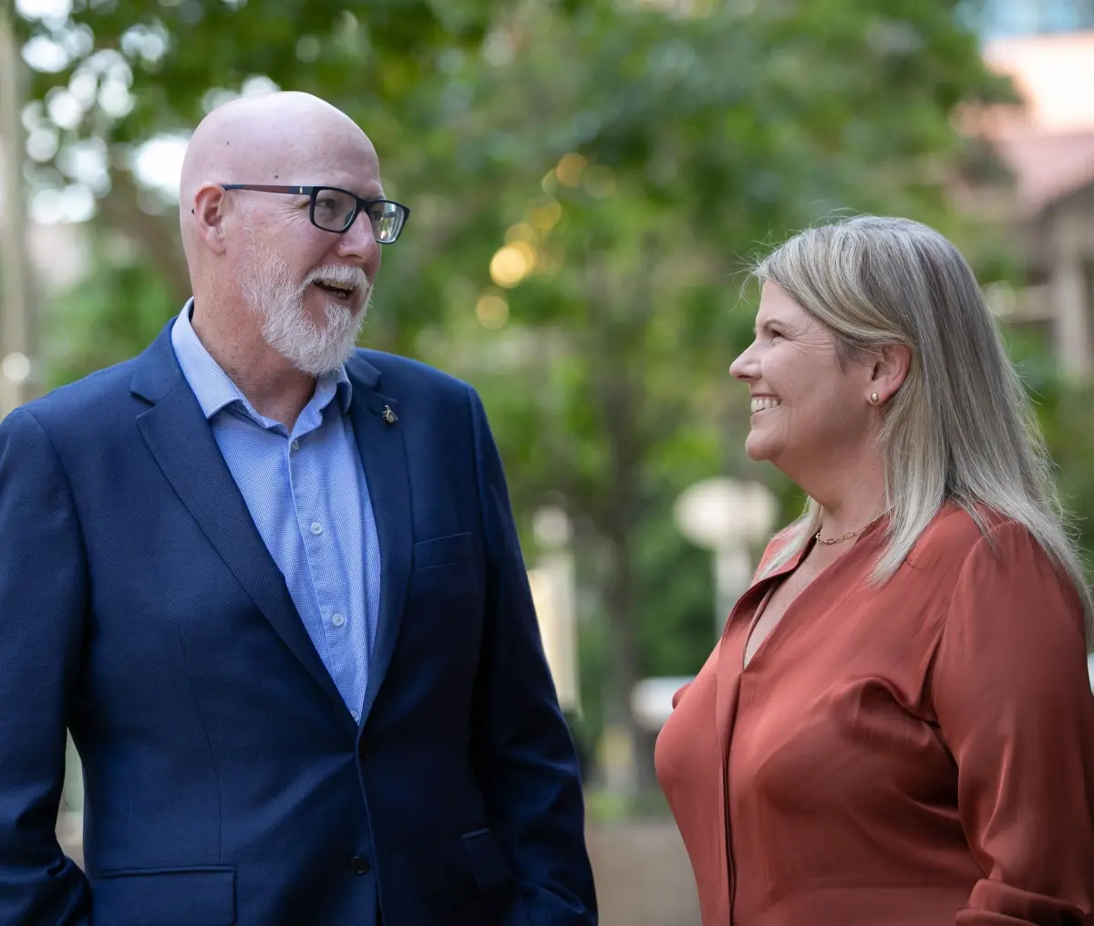 Two people talking to each other