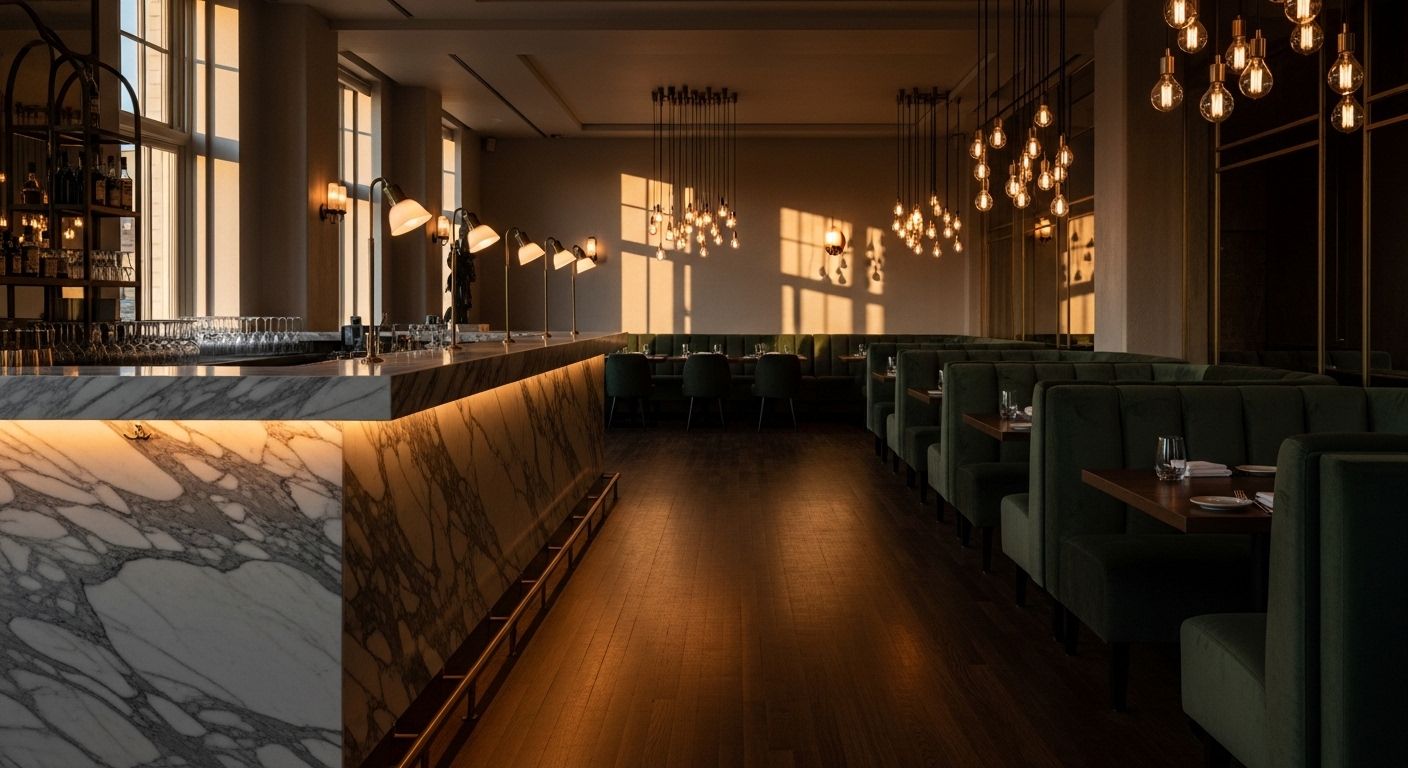 Golden-Hour Marble & Teak: Designing a Luxe Fine-Dining Haven