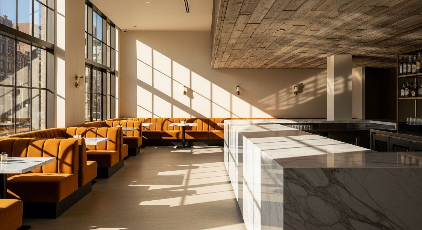 Golden-Hour Marble & Teak: Designing a Luxe Minimalist Restaurant